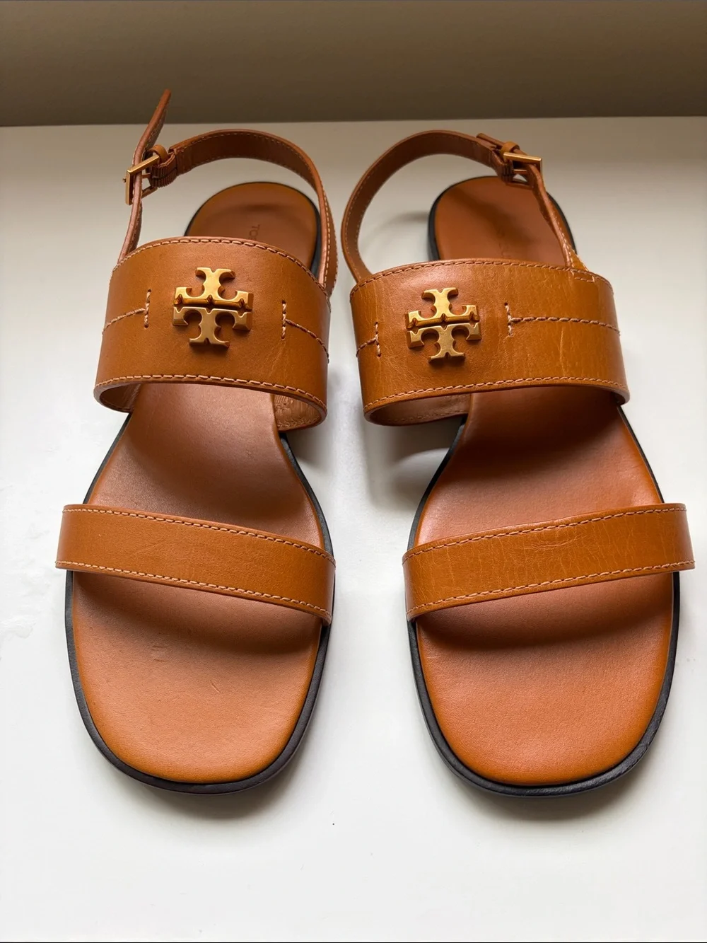 Tory Burch Tan Leather Flat Sandals Size 10.5/11